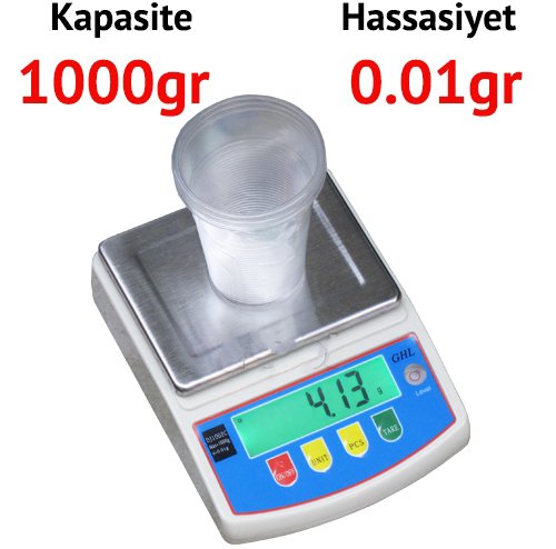 	  GHL DJ1002C Mini Hassas Terazi - Hassasiyet: 0.01 gr. Max: 1000 gr.