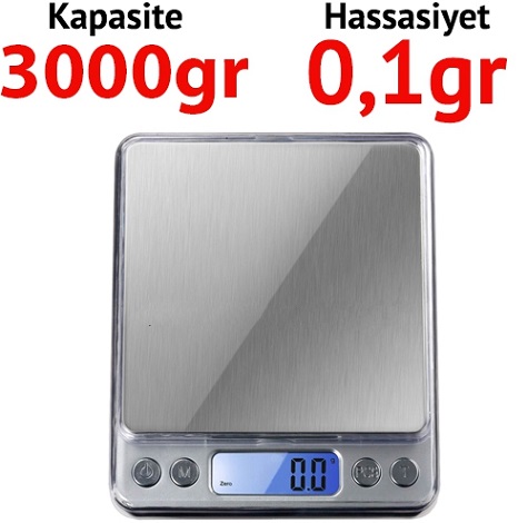 ALF 3000 Hassas Cep Terazisi - Hassasiyet: 0,1 gr. Max: 3000 gr.