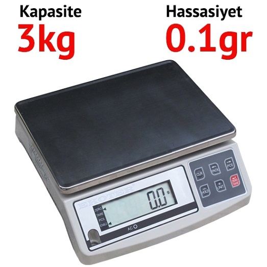 EKOTER H5 Dijital Hassas Terazi - Hassasiyet: 0.1 gr. Max: 3 kg.