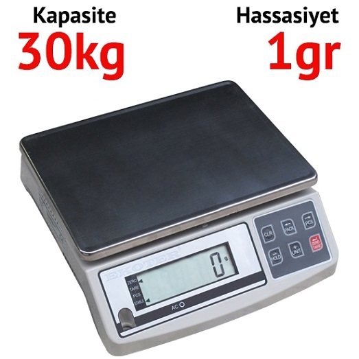 EKOTER H5 Dijital Hassas Terazi - Hassasiyet: 1 gr. Max: 30 kg.