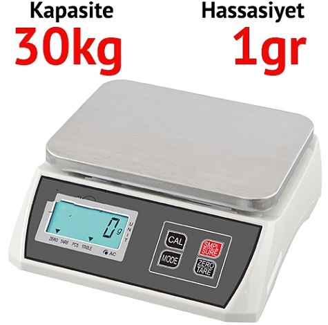 	  EKOTER H7W-30 Dijital Hassas Terazi - Hassasiyet: 1 gr. Max: 30 kg.