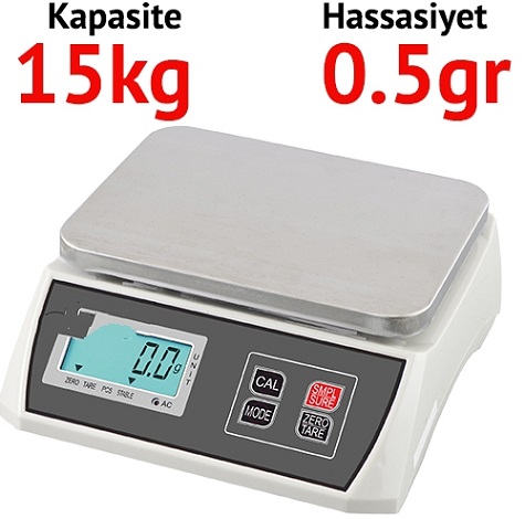 EKOTER H7W-15 Dijital Hassas Terazi - Hassasiyet: 0,5 gr. Max: 15 kg.