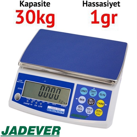  Jadever JWQ-30 Dijital Hassas Terazi - Hassasiyet: 1 gr. Max: 30 kg.