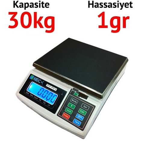  JCS-B Dijital Terazi - Hassasiyet: 1 gr. Max: 30 kg.