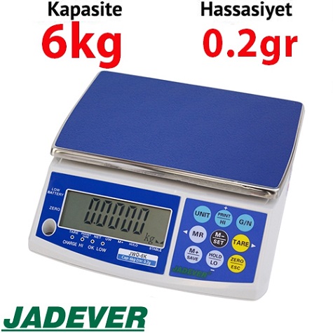  Jadever JWQ-6 Dijital Hassas Terazi - Hassasiyet: 0.2 gr. Max: 6 kg.