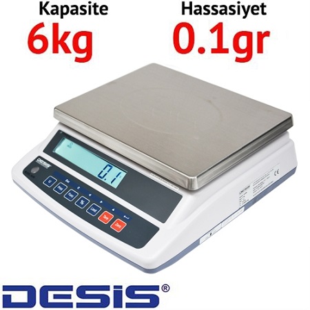 Desis AHW Serisi Hassas Terazi - Hassasiyet: 0.1 gr. Max: 6 kg.