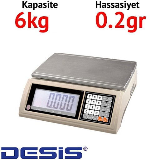 Desis JW Dijital Hassas Terazi - Hassasiyet: 0,2 gr. Max: 6 kg.