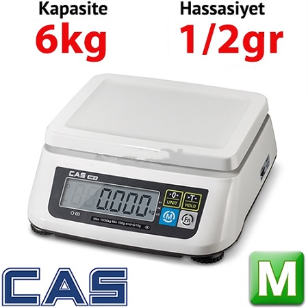 CAS SW II Dijital Hassas Terazi Hassasiyet: 1/2 gr. Max: 6kg.(Onayl)