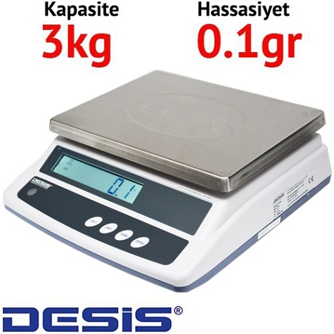 Desis ATW Serisi Dijital Hassas Terazi - Hassasiyet: 0.1 gr. Max: 3 kg.