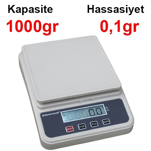 EKOTER KFS 1000 Dijital Terazi - Hassasiyet: 0,1 gr. Max: 1000 gr.