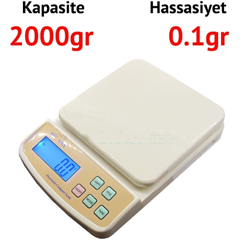 ECS 2000 Dijital Hassas Terazi - Hassasiyet: 0.1 gr. Max: 2000 gr.