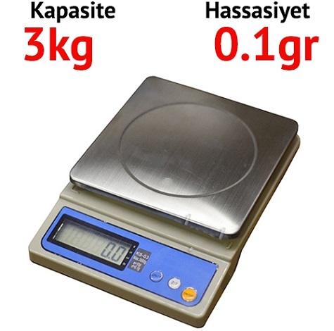 	  KS-03 Hassas Elektronik Terazi - Hassasiyet: 0.1 gr. Max: 3 kg.