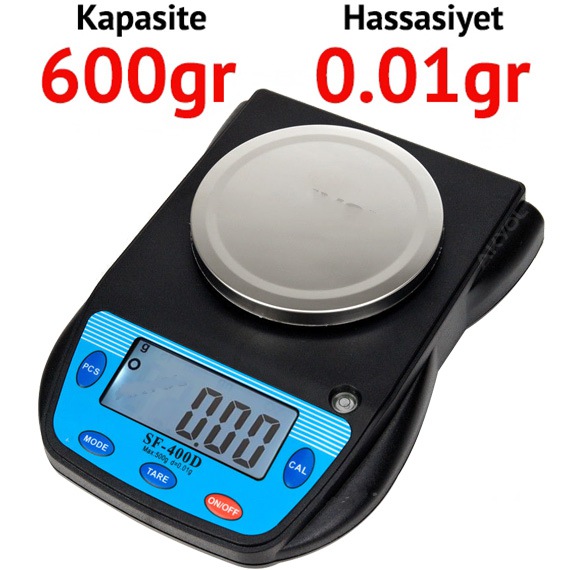 SF 400D Dijital Hassas Terazi - Hassasiyet: 0.01 gr. Max: 600gr.