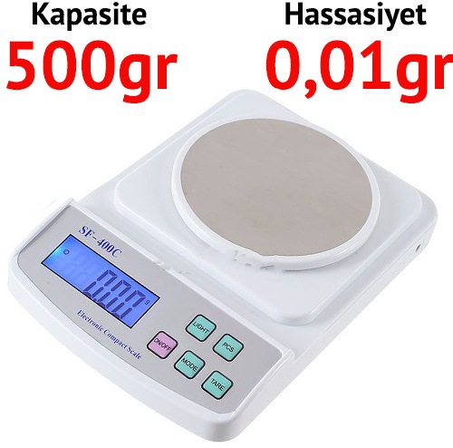 SF 400 Dijital Mutfak Terazisi - Hassasiyet: 0,01 gr. Max: 500 gr.