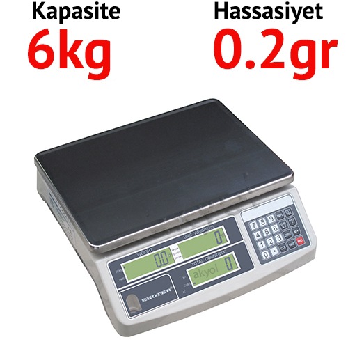 EKOTER H2-6 Dijital Hassas Sayc Terazi Hassasiyet: 0.2 gr. Max: 6 kg.