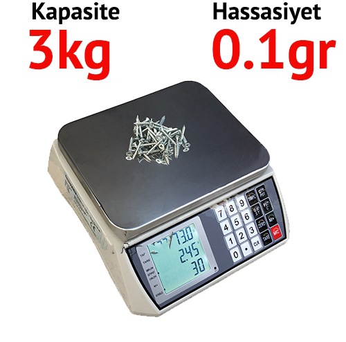 EKOTER H7C-3 Dijital Hassas Sayc Terazi Hassasiyet: 0.1 gr. Max: 3 kg.