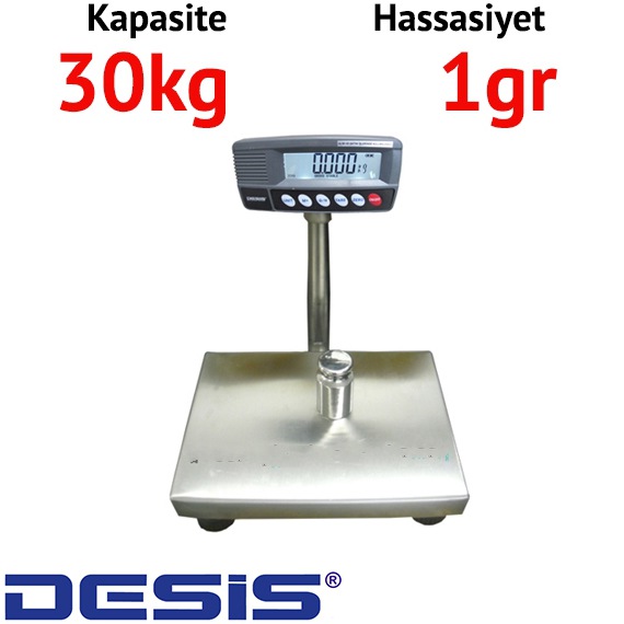  Desis RW Kefesi Paslanmaz Baskl - Hassasiyet: 1 gr. Max: 30 kg.