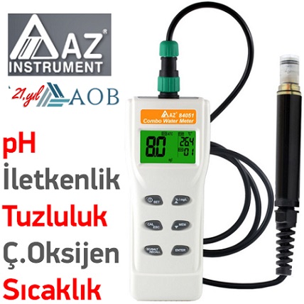 AOB AZ 84051 Combo Su Kalite lm Seti (PH, letkenlik, Tuzluluk, znm Oksijen ve Scaklk)