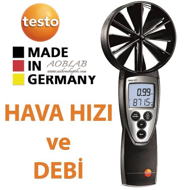 AOB Testo 417 Rzgar ler Anemometre Rzgar Hz, Debi ve Scaklk ler