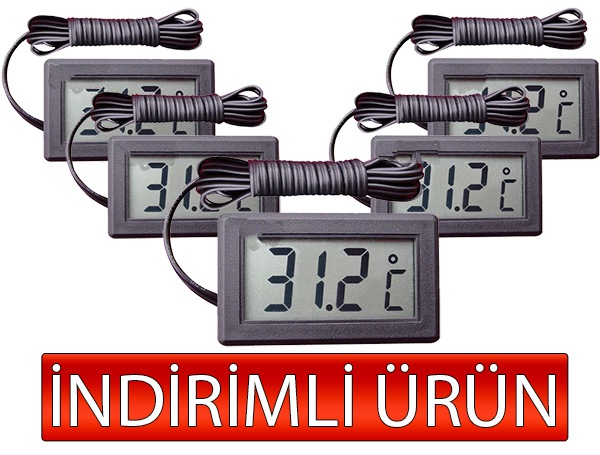 AOB DC-1 Mini Kablolu Soketli Termometre (5` li Paket)