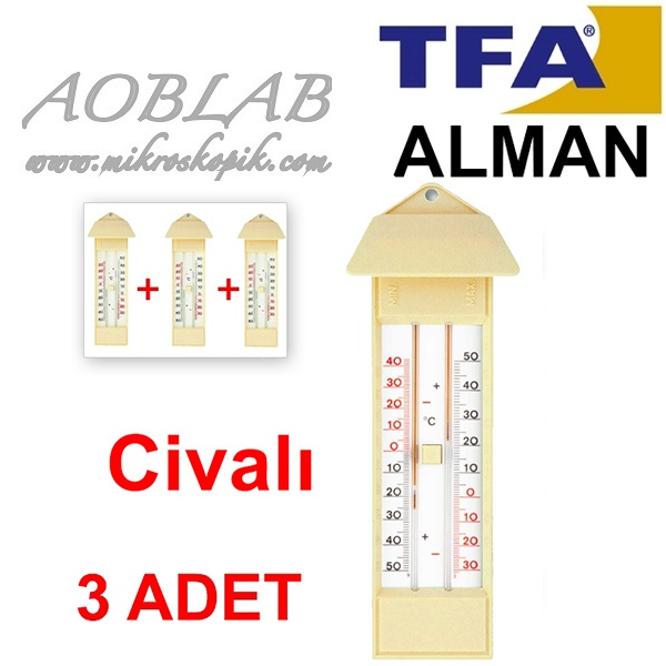 AOB 3 ADET TFA 10.3000.03 Plastik Maksimum-Minimum Termometre