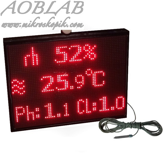 AOB LED`li Byk Havuz Termometresi (Klor, PH, Scaklk, Nem)