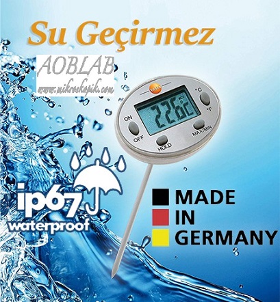 AOB T 0560-1113 Su Geirmez Paslanmaz Mini Termometre